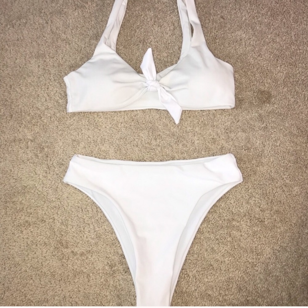 white tie bikini set